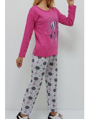 Laviyosa Baskılı Içi Tüylü Pijama Takımı Fuşya