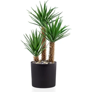 Çılgın Dizayn Çiçekçilik Siyah Saksıda Üç Dal Yapay Kaktüs Aloevera