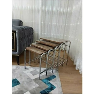 Mermer Desenli Şık 4'lü Zigon Sehpa