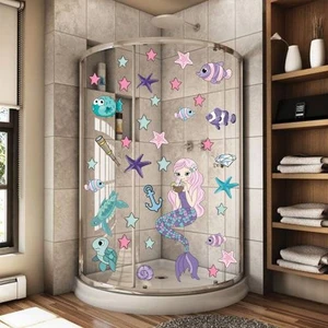 Echo Home Deniz Kızı Deniz Yıldızları ve Balıklar Duşakabin ve Banyo Sticker