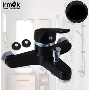 Irmak Siyah Banyo Bataryası Pirinç Çift Gövdeli Kapalı Delta Kol ve Pirinç Perlatörlü Duş Musluğu