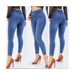 Yüksek Bel Likralı Jean Pantolon 90 cm