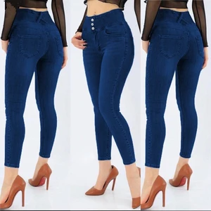 Yüksek Bel Likralı Jean Pantolon 90 cm
