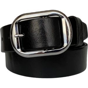 Deri Gümüş Tokalı Kadın Kemeri 4 cm