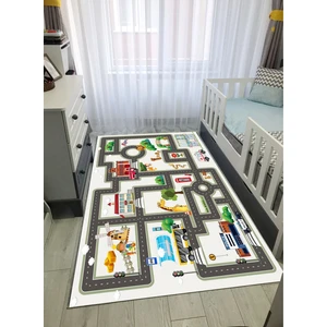 STY Home Trafik Yolu Çocuk Kaymaz Tabanlı Makinede Yıkanabilir Halı Kilim Yolluk Gri Beyaz