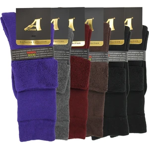 A Classe 6'lı Paket Termal/thermal Kıvrık Havlu Kadın Çorap (Siyah, Mor, Füme, Bordo, Kahve)