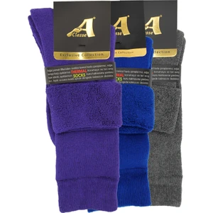 A Classe 3'lü Paket Termal/thermal Kıvrık Havlu Kadın Çorap (Saks, Mor, Füme)