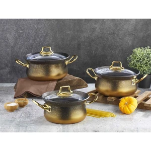 Oms Granit 6 Parça Bakraç Set Siyah 3047