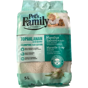Pets Family Topaklanan Marsilya Sabunu Kokulu Doğal Bentonit Ince Taneli Premium Kedi Kumu 5 L
