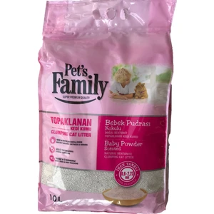 Pets Family Topaklanan Bebek Pudrası Kokulu Doğal Bentonit Ince Taneli Kedi Kumu 10 L