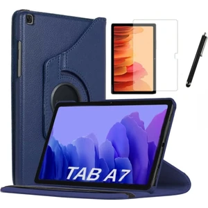 Gogoplus Samsung Galaxy Tab A7 SM-T500 2020 10.4" Kılıf + Ekran Koruyucu + Kalem  Uyku Modlu 360 Derece Dönebilen Standlı Tablet Kılıfı Lacivert