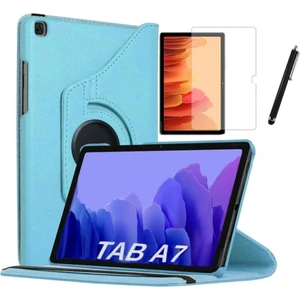 Gogoplus Samsung Galaxy Tab A7 SM-T500 2020 10.4" Kılıf + Ekran Koruyucu + Kalem  Uyku Modlu 360 Derece Dönebilen Standlı Tablet Kılıfı Turkuaz
