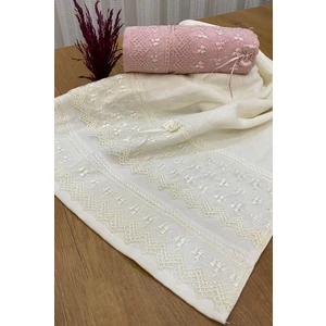 Ayhanhome 50 x 90 cm   2'li  Pamuklu Kadife Fiyonklu Dantelli Güpürlü Çeyizlik El ve Yüz Havlusu