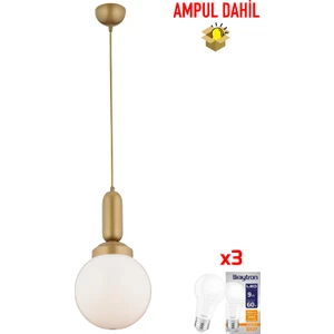 Arlo Tekli Eskitme Camlı Sarkıt -Led Ampul  Dahil Top Avize Modern Koridor Mutfak Salon Sarkıt Avize
