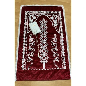 Ayhanhome Kadife Kırmızı Seccade 3 Parça Çeyizlik Bohça Gelin Damat Seti