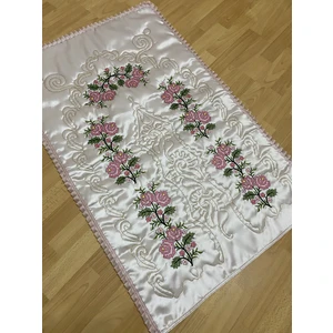 Ayhanhome Pudra Çeyizlik Kaneviçe Işleme Nakışlı Saten Seccade