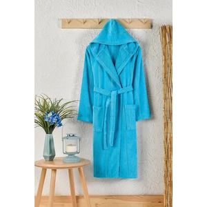 Pamuklu Kadife Kapüşonlu Unisex Bornoz