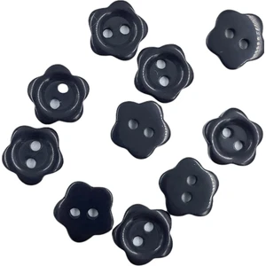 Özene Bezene 10 Adet 10 mm Çiçek Düğme (Siyah)