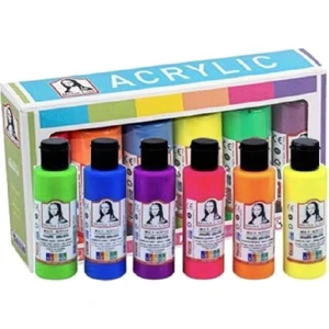 Monalisa Akrilik Boya 6 Renk x 70 ml Neon Fosforlu Renkler
