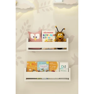 Montessori Tekli 2 Raf Mdf Beyaz Çocuk Odası Eğitici Kitaplık Dekomotif
