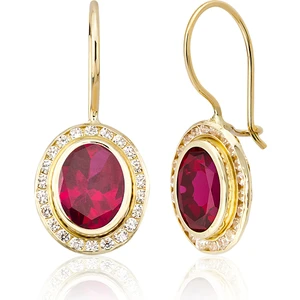 BigGold Altın Kanallı Ruby (Yakut) Renk Küpe