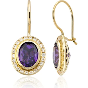 BigGold Altın Kanallı Ametist (Mor) Renk Küpe