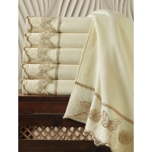 Ayhanhome 3D Kelebek Güpürlü 3'lü Pamuk 50 x 90 cm   cm El ve Yüz Havlu Seti