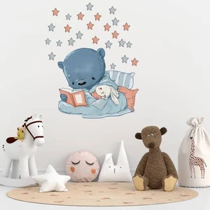 Echo Home Kitap Okuyan Sevimli Ayıcık ve Tavşan Çocuk Odası Duvar Sticker
