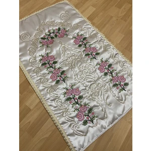 Ayhanhome Cappuccino Çeyizlik Kaneviçe Işleme Nakışlı Saten Seccade