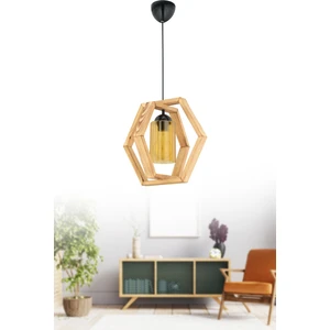 Bi Dolu Shop Bee Ahşap  Tekli Sarkıt Avize Natural