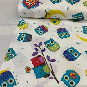 Bebek Özel 240 Cm. Eninde Baykuşlu Poplin Kumaş