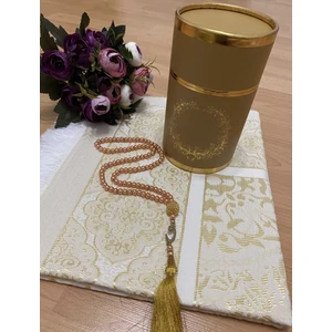 Ayhanhome Çeyizlik Hediyelik Kutulu Gold Seccade Seti  Lüks Tafta Seccade, Inci Tesbih