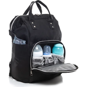 Tangmoda Siyah Erkek Bebek Bakım Çantası Termos Bölmeli Bebek Bezi Taşıma Çantası