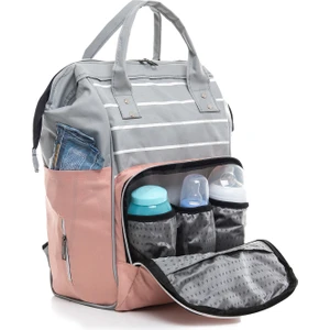 Tangmoda Pembe Kız Bebek Bakım Çantası Termos Bölmeli Bebek Bezi Taşıma Çantası