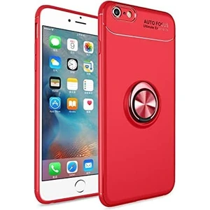 iPhone 6 Yüzüklü Manyetik Ravel Kılıf Nano Ekran Koruyucu Full Setkırmızı