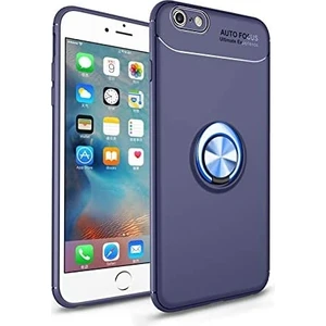 iPhone 6 Yüzüklü Manyetik Ravel Kılıf Nano Ekran Koruyucu Full Setmavi