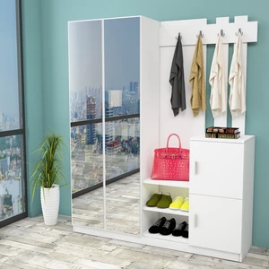 Robin Home Lina Aynalı Vestiyer Portmanto Ayakkabılık Beyaz