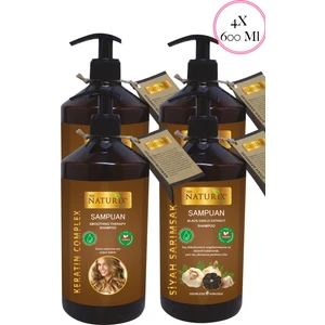 2 Adet Kokusuz Siyah Sarımsak Şampuanı 600 ml + 2 Adet Tuzsuz Keratin Şampuanı 600 ml 4 x 600 ml