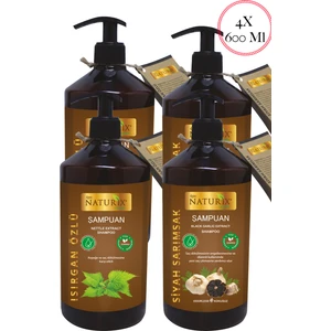 Kepeğe Karşı Süfatsız Isırgan Otu Özlü Şampuan 2 x 600ML + Kokusuz Siyah Sarımsak Şampuanı 2 x 600ML