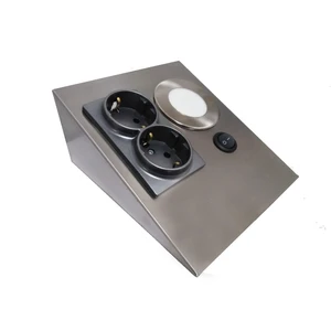Tezgah Dolap Altı Paslanmaz Inox Ikili Topraklı Priz( Beyaz LED Spot Işık)