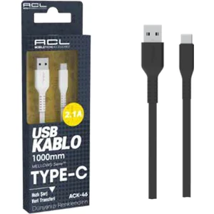 USB Type C Sarj Data Kablosu Ack-46 Beyaz