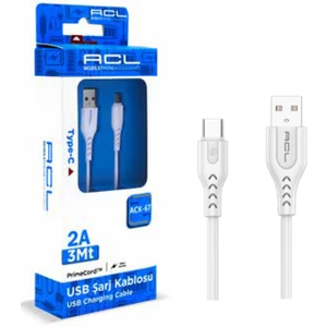 USB Type C Sarj Data Kablosu Ack-67 Beyaz