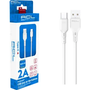 USB Type C Sarj Data Kablosu Ack-05 Beyaz