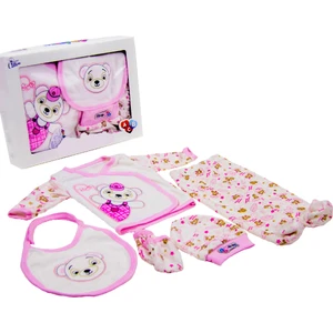 Tangmoda Kız Bebek Yenidoğan Giyim Seti 5 Parça Pembe Panda Desenli Hastane Çıkışı