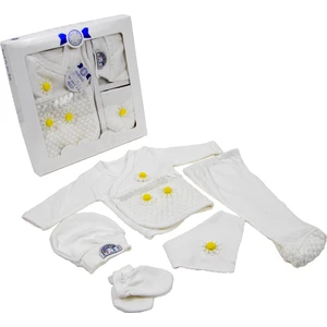 Tangmoda Kız Bebek Yenidoğan Giyim Seti 5 Parça Sarı Papatya Desenli Hastane Çıkışı