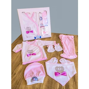 Tangmoda Kız Bebek Yenidoğan Giyim Seti 5 Parça Pembe Taşlı Hastane Çıkışı