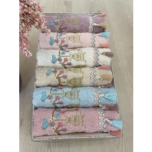 Ayhanhome Pamuklu Kafes Nakışlı Püsküllü 6'lı 30 x 50 cmKutulu Mutfak Havlu Seti