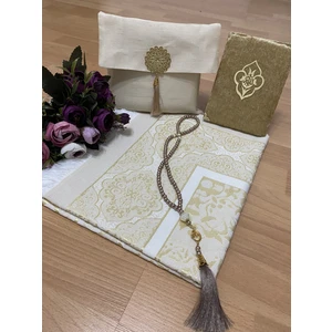 Ayhanhome 4'lü Şantuk Çantalı Çeyizlik Hediyelik Yasin Tesbih Seccade Seti