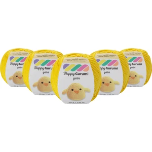Happy Yarn Happy Gurumi K330 Sarı Amigurumi Örgü Ipi 50GR 130M 5'li Paket