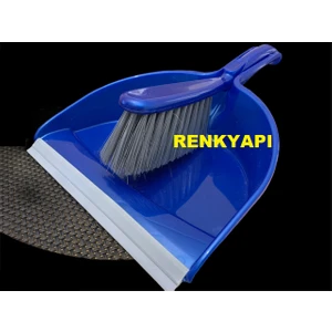 Renk Yapı Rüyası Renk Yapı Mavi Faraşlı Set El Temizlik Fırçası Kürek Büyük Fırçalı Derin Hazneli Süpürge Süpürücü